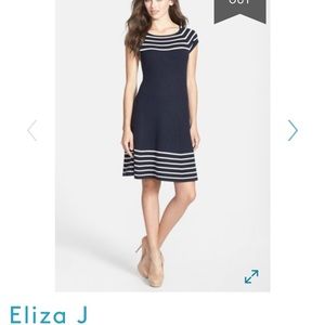 ELIZA J Fit & Flare Stripe Knit Dress